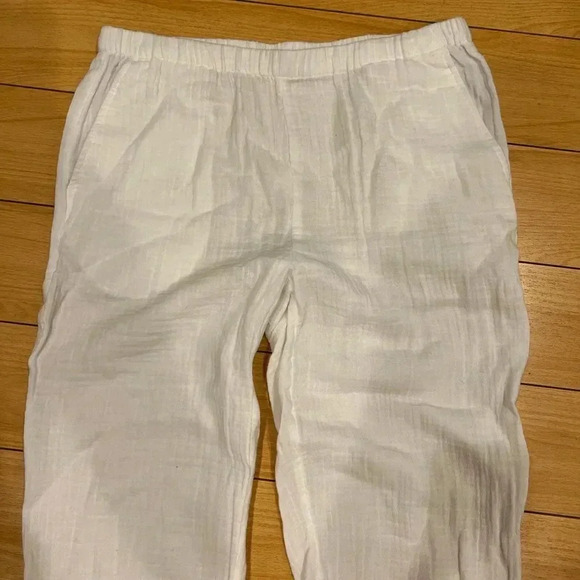 EILEEN FISHER NEW Organic Cotton Gauze Easy Fit Tapered Pants White S - Picture 5 of 6